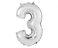 Fóliová číslica 3 strieborná - 35 cm
