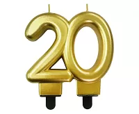 Svíčka narozeninová číslice 20 metalická zlatá