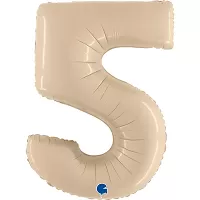 Fóliová číslice 5 krémová 102cm