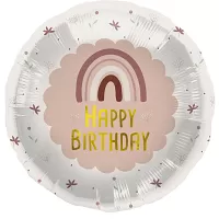 Foliový balonek růžová duha - Happy Birthday 45 cm