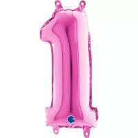 Foliová číslice 1 růžová - 35 cm