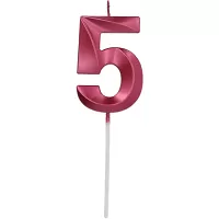 Dortová svíčka metalická vínová číslice 5