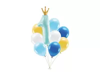 Balonkový buket s jedničkou Modrý - 9 ks