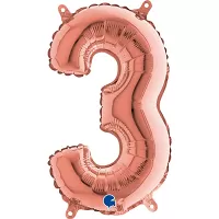 Fóliová číslica 3 rosegold - 35 cm