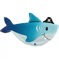 Foliový balonek Žralok s pirátskou čapkou 74 cm