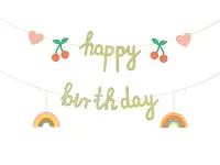 Party nápis Happy Birthday - Cherry rainbow 100 cm