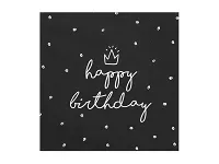 Papírové party ubrousky Happy Birthday černé 20 ks