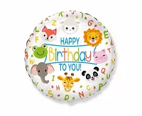 Fóliový balónik Happy Birthday Zvieratká 45 cm - Nebalený