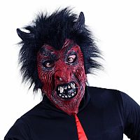 Latexová maska čert s vlasy
