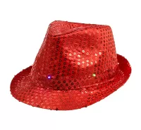 Disco klobouk červený s LED světlem