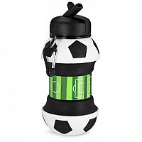 Spokey CORT Skladacia silikónová fľaša, 520 ml, futbalová lopta