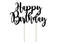 Dekorace na dort nápis Happy Birthday 22 cm - Černý