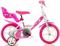 ACRA Dino 124GLN biely+ružová potlač 12" 2015 detský bicykel