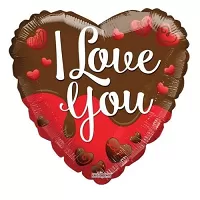 Fóliový balónik srdca - čokoládové - I love you 45 cm