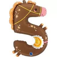 Foliová číslice Puppyloons 5 koník 89 cm