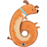 Foliová číslice Puppyloons 6 pejsek 89 cm
