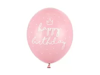 Latexové balóniky Happy Birthday svetlo ružové 30 cm - 6 ks