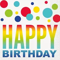 Papírové ubrousky Happy Birthday barevné puntíky 16 ks