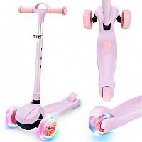 Spokey HOPI Skladacia detská trojkolka so svietiacimi kolieskami, ružová