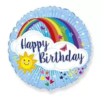 Fóliový balónik Happy Birthday Dúha 45 cm - Nebalený