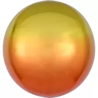 Fóliový balónik gule Ombre Orbz žltá a oranžová 40 cm