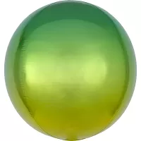 Fóliový balónik gule Ombre Orbz žltá a zelená 40 cm