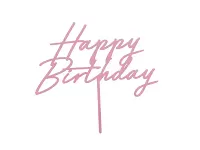 Zápich na dort Happy birthday růžový