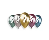 Latexové chromové balonky Jednorožec 33 cm - 5 ks