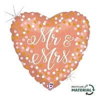 Fóliový balónik Srdce - Rosegold Mr & Mrs 46cm