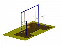 Šplhacie konštrukcie WK20 a, variant 1 exteriér - 2 hrazdy, 2 laná, 2 tyče, 1 rebrík