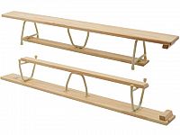 Švédska lavička telocvičná s kladinkou, dĺžka 2,5 m, lakovaná, kovové nohy