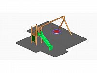 DHA10 - Šmykľavková veža s hojdačkou - Hniezdo, variant 4 (v páde do 1.4 m)