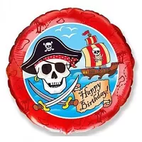 Fóliový balónik Piratský Happy Birthday 45 cm - Nebalený