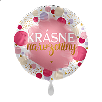 Fóliový balónek Krásné narozeniny CZ - Pink Birthday - 43 cm