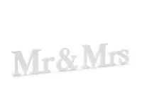 Dekorácia drevená Mr Mrs - biela 50 x 10 cm - 3 ks