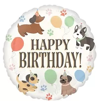 Fóliový balónik Happy Birthday Psíci 45cm