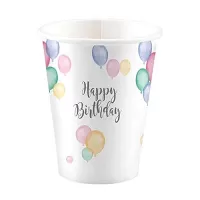 Papierové tégliky Pastel Balloons Happy Birthday 8 ks