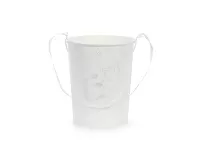 Bílý kbelík na květiny s potiskem