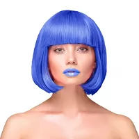 Paruka neonově modrá - krátká