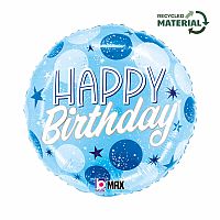 Foliový balonek kulatý Happy Birthday modrý 46 cm