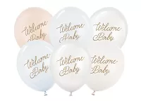 Latexové balonky Welcome Baby pastelové modré 30cm - 6ks