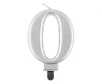 Sviečka narodeninová číslica 0 metalická strieborná