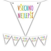 Vlajočková girlanda Všetko najlepšie - Dúhová 225 x 17cm