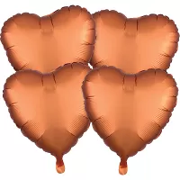 Fóliové balóniky srdca Satin Luxe Jantárovej, 4 ks