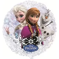 Fóliový holografický balónik Frozen - Anna a Elsa s Olafom 45 cm - Nebalený