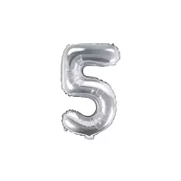 Fóliová číslica - strieborná 5 - 35 cm