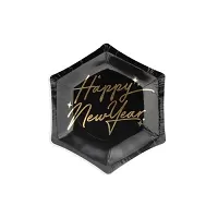 Papierové tanieriky Happy New Year čierne 13 cm