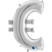 Fóliový symbol Euro € strieborný 102 cm