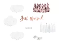 Svadobný dekoračný set na auto "Just married" rose gold