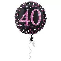 Fóliový balónik Kruh - Čierno-ružová 40 43cm